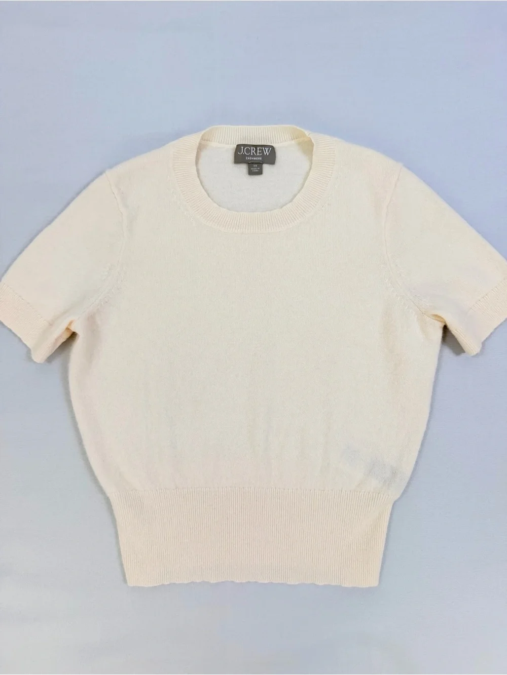 J.Crew Cashmere Short Sleeve Sweater Women’s XS Cream Ivory